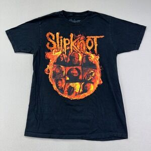 Slipknot T-shirt Medium Black Nu Metal Fire Logo Graphic Band‎ Tee Y2K Mask
